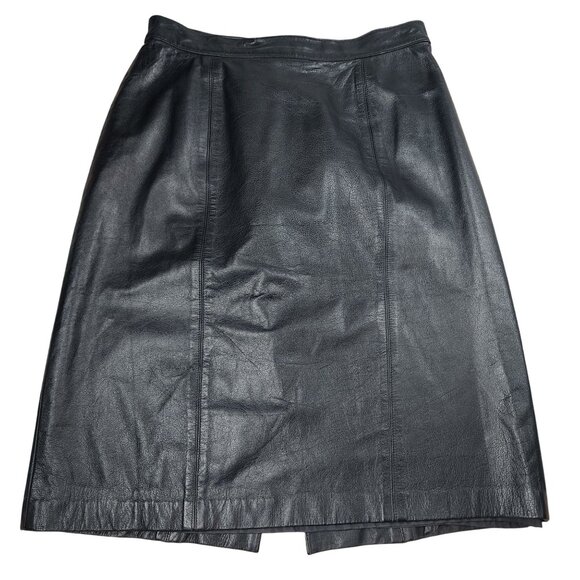 Vintage Cedars Black Leather Skirt Women's Size 10 - Picture 1 of 6